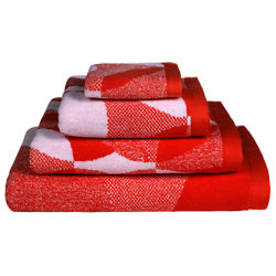 Lindsey Lang Leaf Cotton Towels Red